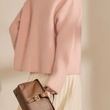 Plain Irregular Butterfly Ribbon Loose Fur Knit Round Neck Sweater - liwisi