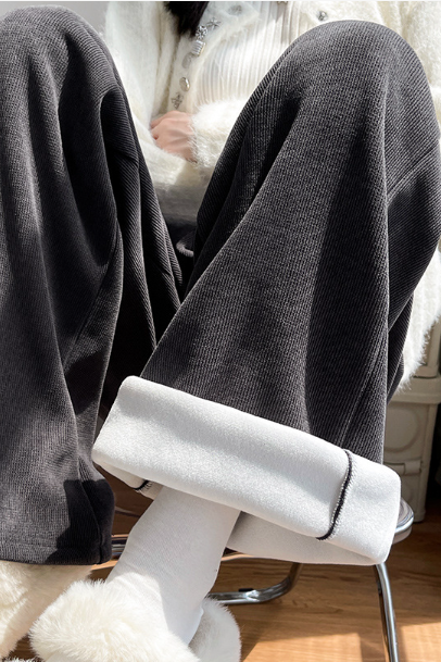High-Waisted Straight-Leg Chenille Wide-Leg Pants - liwisi