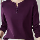 Casual Versatile Regular-Shoulder Long-Sleeve T-Shirt