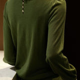Solid - color casual knitted sweater - liwisi