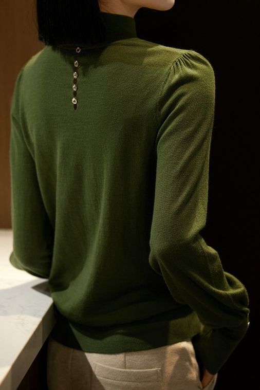 Solid - color casual knitted sweater - liwisi