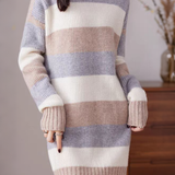 Casual Loose Pullover Color-Block Knitted Dress
