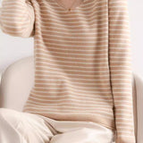 Striped Contrast V-Neck Knit Top - 6 Colors Available - liwisi