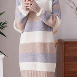 Casual Loose Pullover Color-Block Knitted Dress