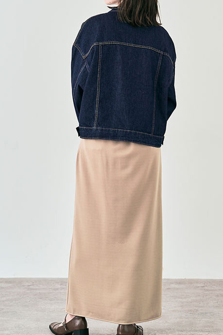 ラウンドネックフリンジ装飾デニムジャケット - liwisi