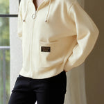 Casual Solid-Color Tied Hooded Knitted Cardigan - liwisi