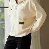 Casual Solid-Color Tied Hooded Knitted Cardigan