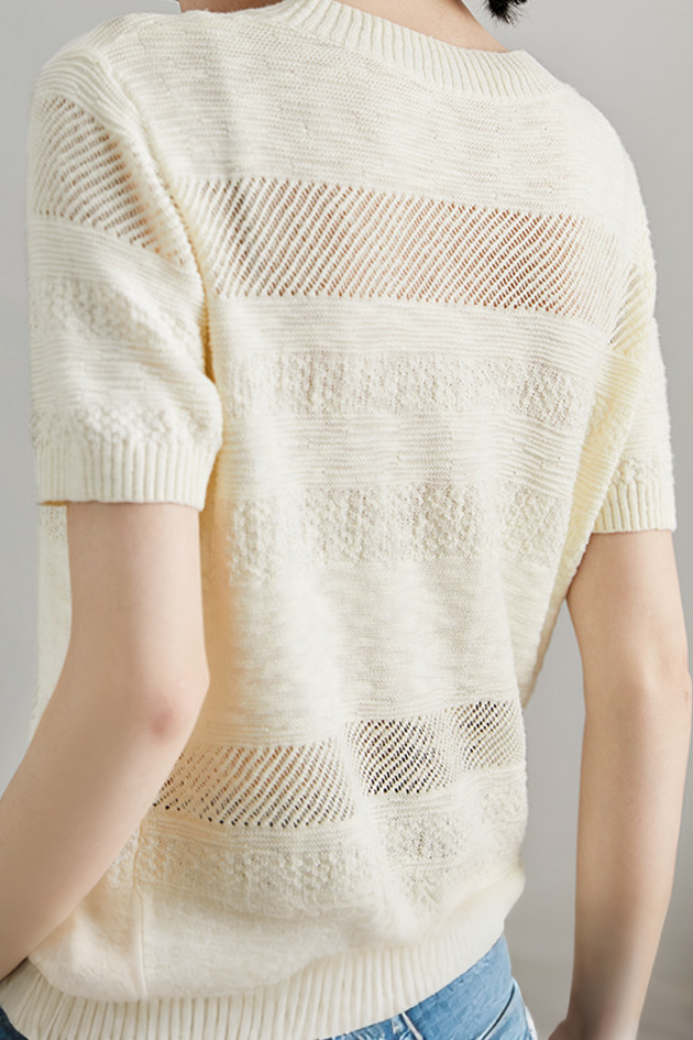 Jacquard Hollow-Out Knit Sweater - liwisi