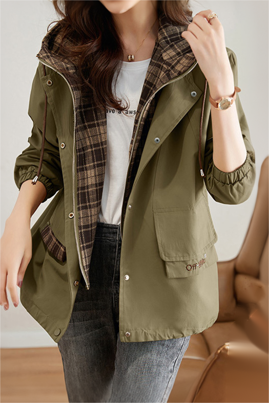 Vintage Faux Two-piece Plaid Coat - liwisi