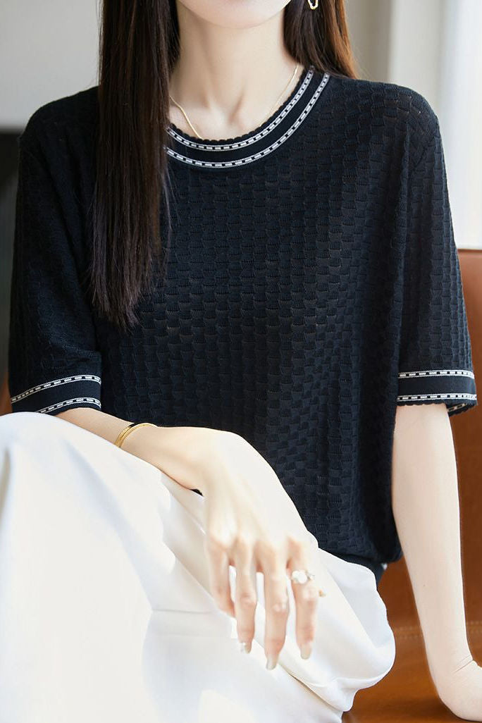 Casual versatile knit T-shirt - liwisi