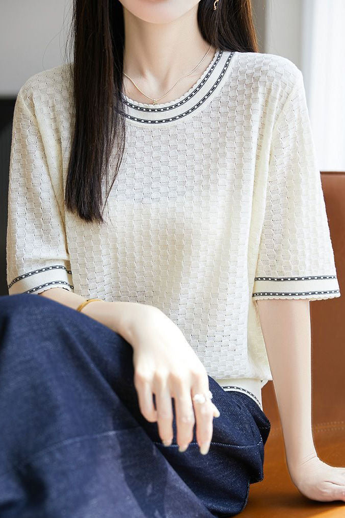 Casual versatile knit T-shirt - liwisi