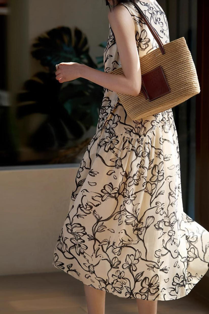 Ink wash print dress - liwisi