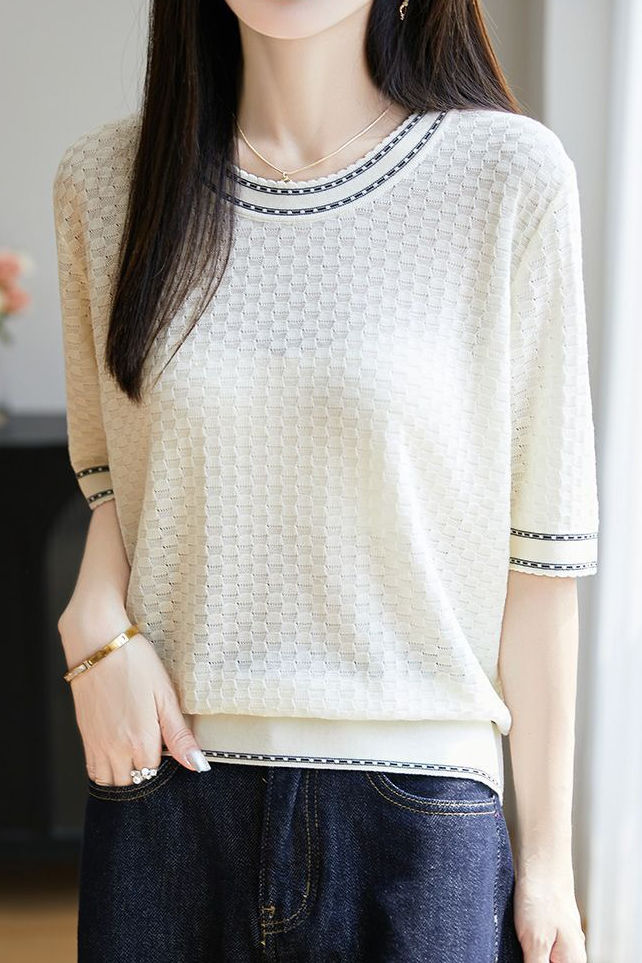 Casual versatile knit T-shirt - liwisi