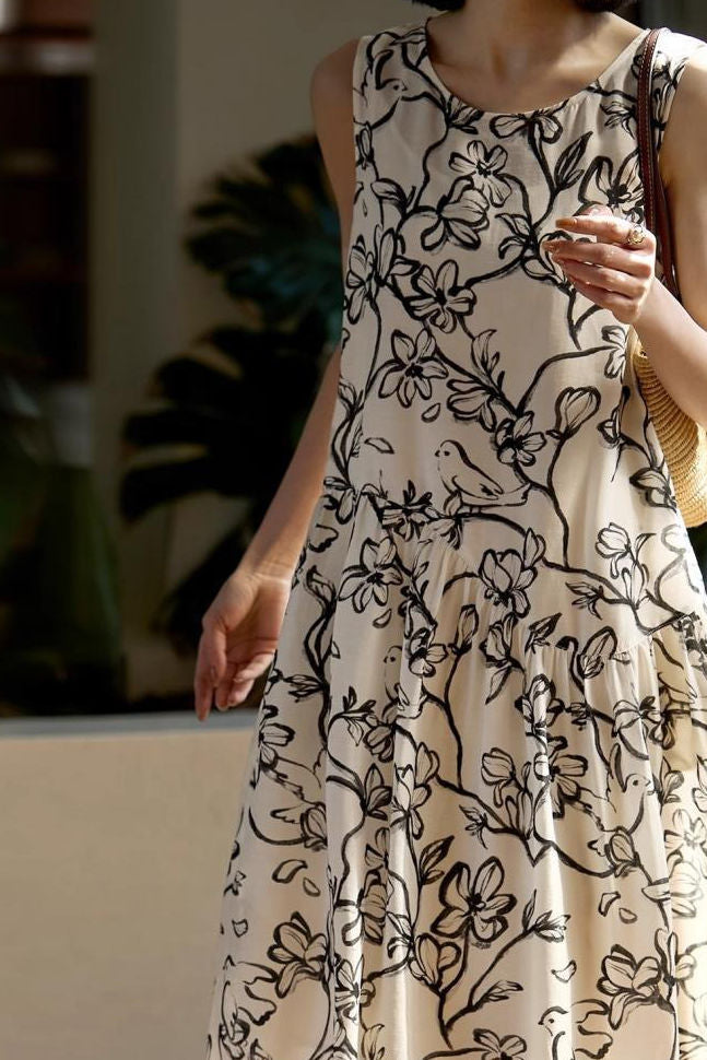 Ink wash print dress - liwisi