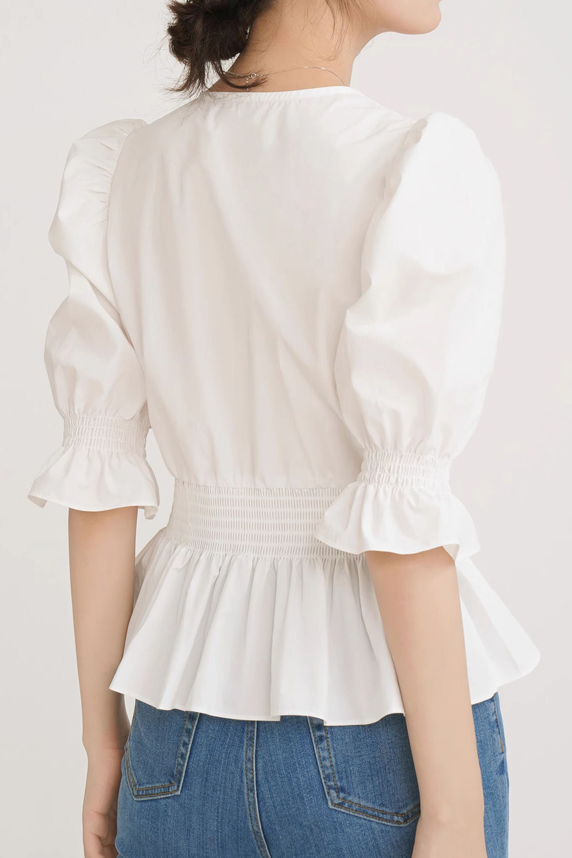 French-style versatile puff sleeve shirt - liwisi