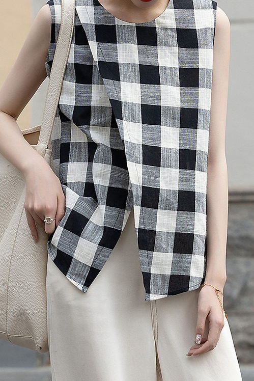 Vintage plaid pure cotton shirt - liwisi