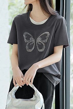 Intellectual elegant faux two-piece T-shirt - liwisi