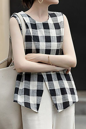 Vintage plaid pure cotton shirt - liwisi