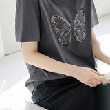 Intellectual elegant faux two-piece T-shirt - liwisi