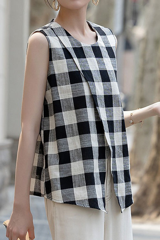 Vintage plaid pure cotton shirt - liwisi