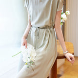 Minimalist elegant boat neck tie dress - liwisi