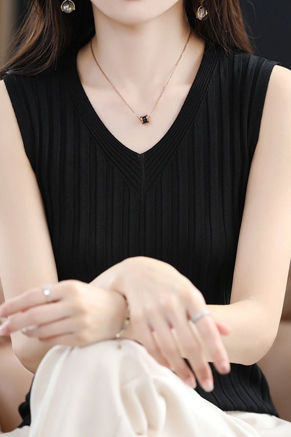 Versatile V-neck knit camisole - liwisi