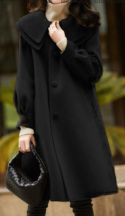 Peter Pan Collar Double-Layer Wool Coat - liwisi