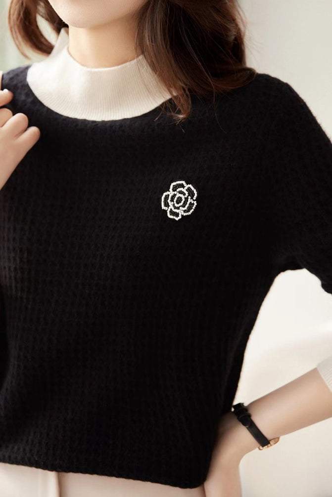 Casual Turtle Neck Bi-Color Knit - 2 Colors Available - liwisi