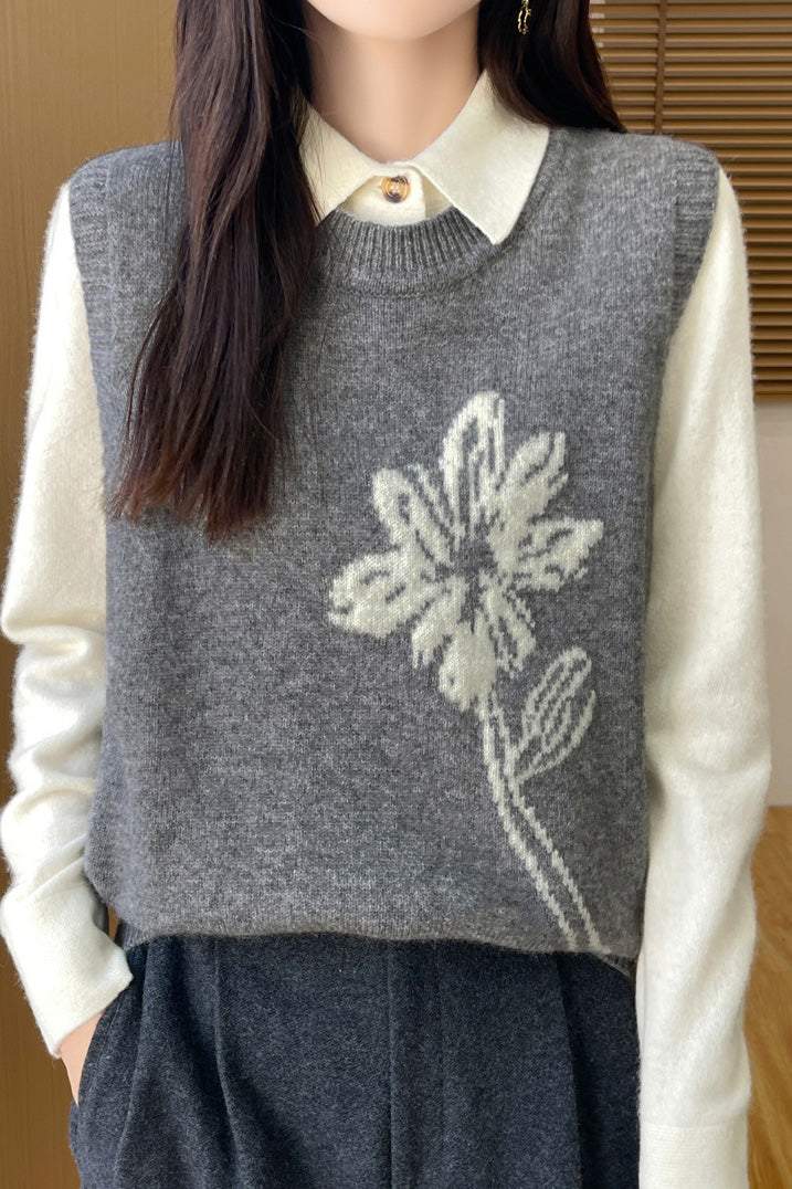 Round-neck pullover sleeveless waistcoat - liwisi