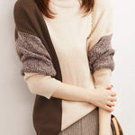 Contrast Turtleneck Leisure Knitted Sweater - liwisi