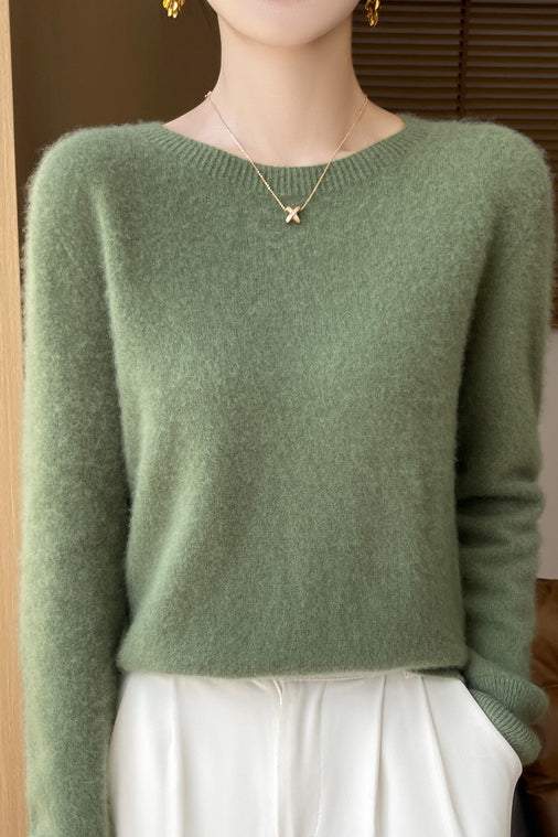 Solid-color round-neck base layer shirt - liwisi