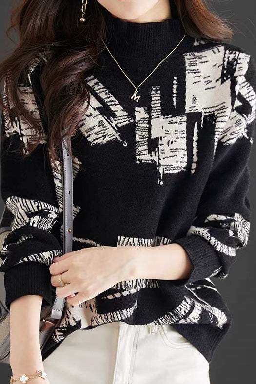 Half-turtleneck knitted base layer tops - liwisi