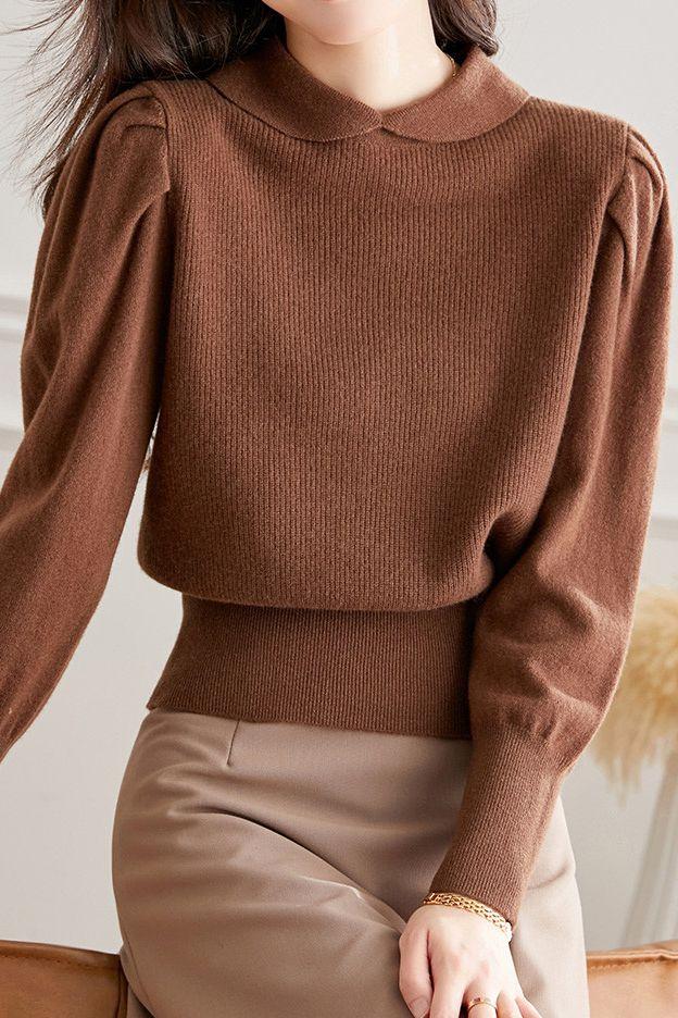 Fashionable doll-collar knitted sweater - liwisi