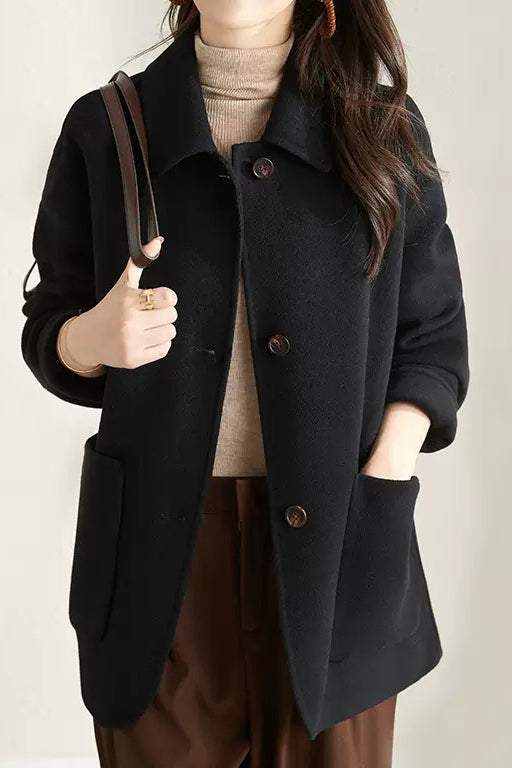 Simple Stand Collar Coat with Lining - 3 Colors Available - liwisi