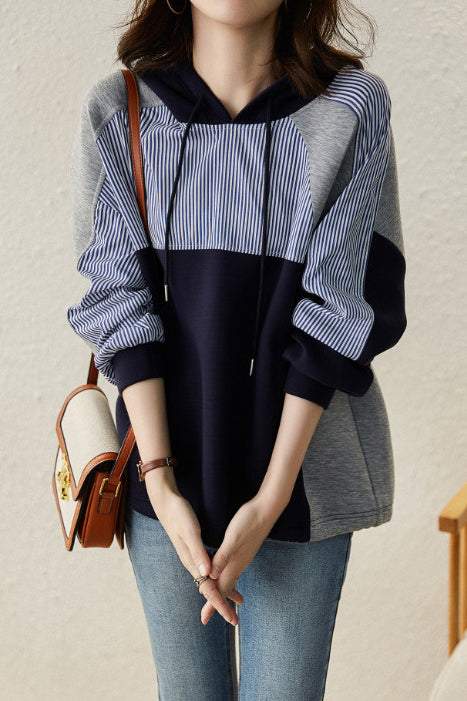 Casual Contrast Panel Hoodie - liwisi