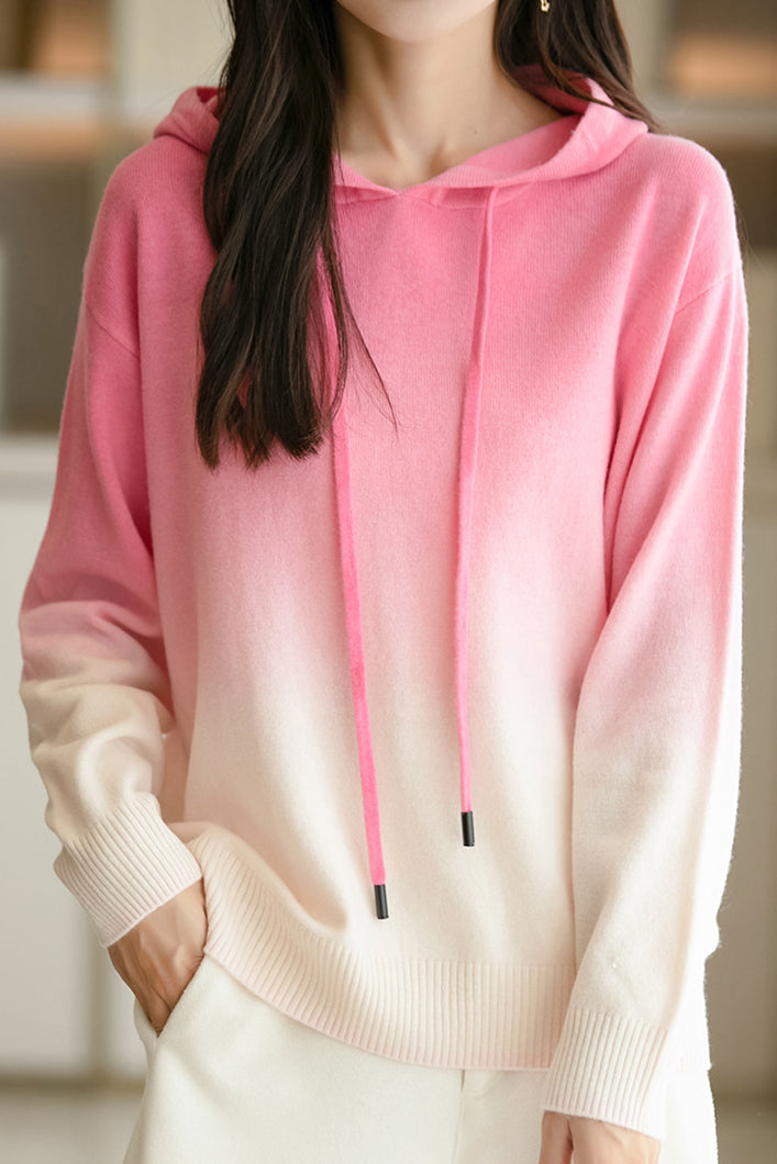Gradient hooded knitted sweatshirt - liwisi