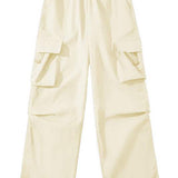 Drawstring hem maxi cargo pants, available in four colors - liwisi
