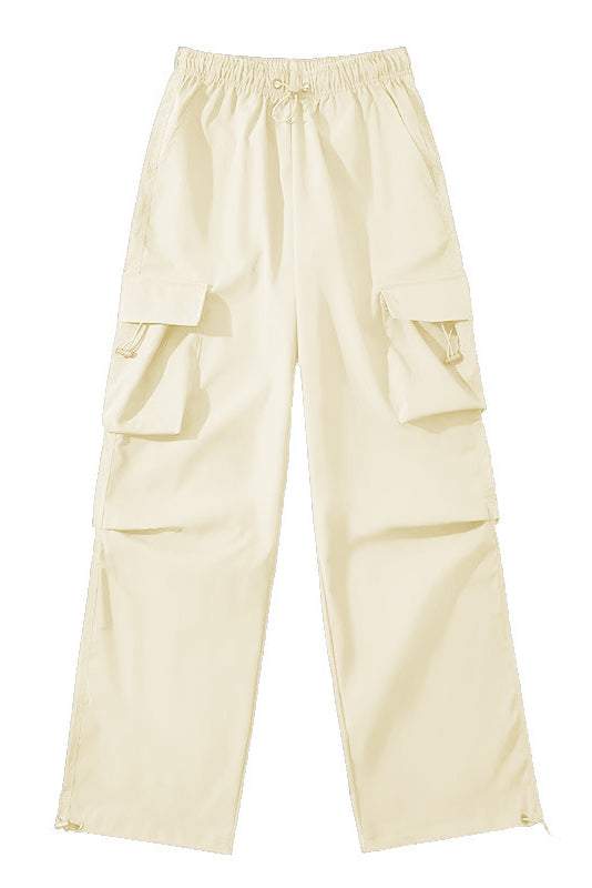 Drawstring hem maxi cargo pants, available in four colors - liwisi