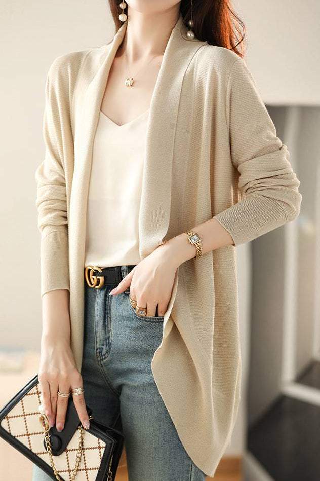 V-Neck Casual Layered Knit Cardigan - 2 Colors Available - liwisi