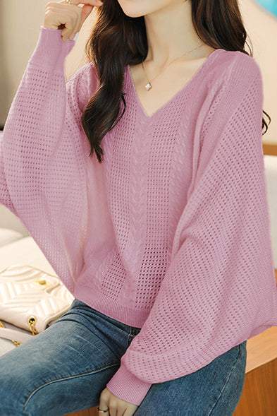 Low Neck Loose Knit Sweater - liwisi