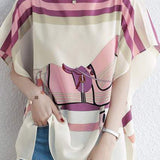 ポンチョ風サイドスリットアニマル柄Tシャツ 2色入 - liwisi
