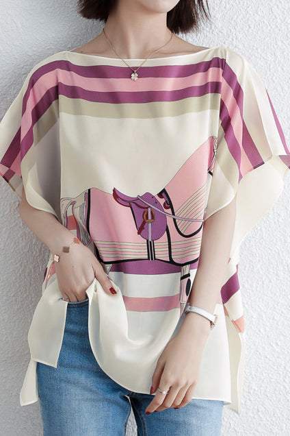 ポンチョ風サイドスリットアニマル柄Tシャツ 2色入 - liwisi