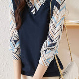 Layered Look Printed Contrast Vest Shirt - liwisi
