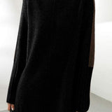 Half turtleneck color-blocked dress - liwisi