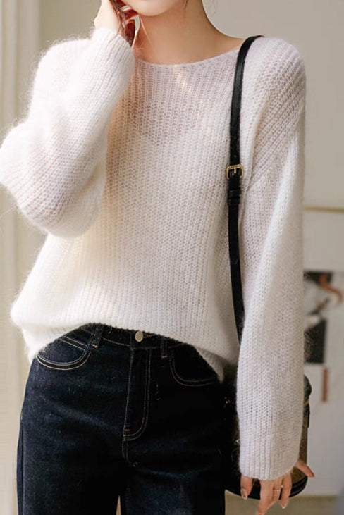 Round Neck Lace Knit Top - 5 Colors Available - liwisi