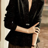 Right Front Opening Left Overlap Single Button Convertible V-Neck Cardigan - liwisi