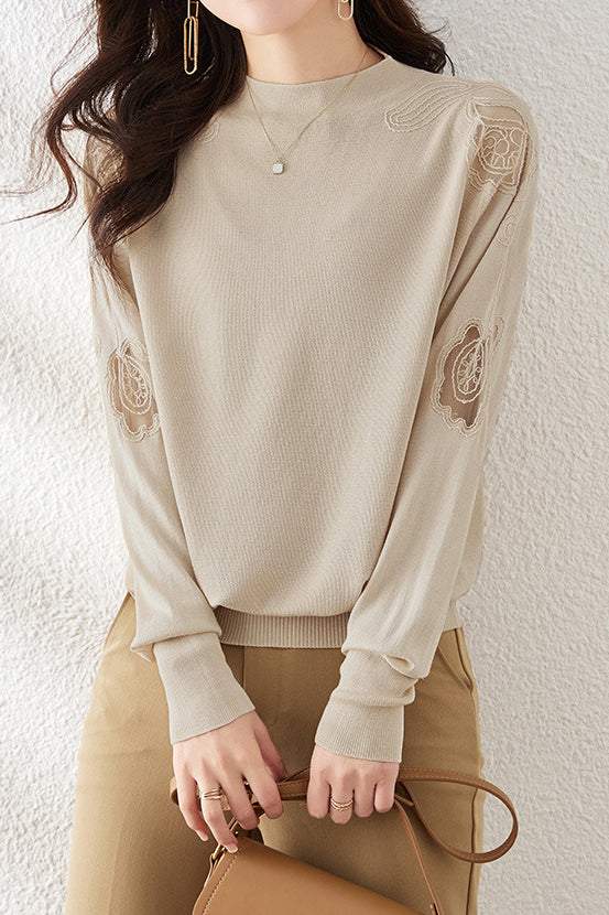 Half High Neck Ice Silk Knit Top - liwisi