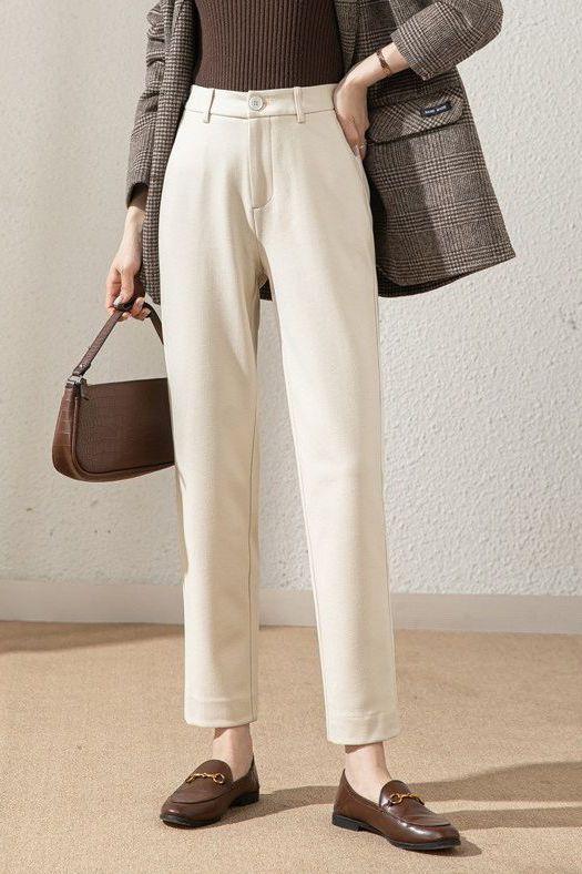 Casual Wool Straight Leg Pants - liwisi