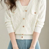 V-neck knitted cardigan - liwisi