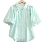 Raglan Balloon Sleeve Placket Shirt with Lining - 3 Colors Available - liwisi